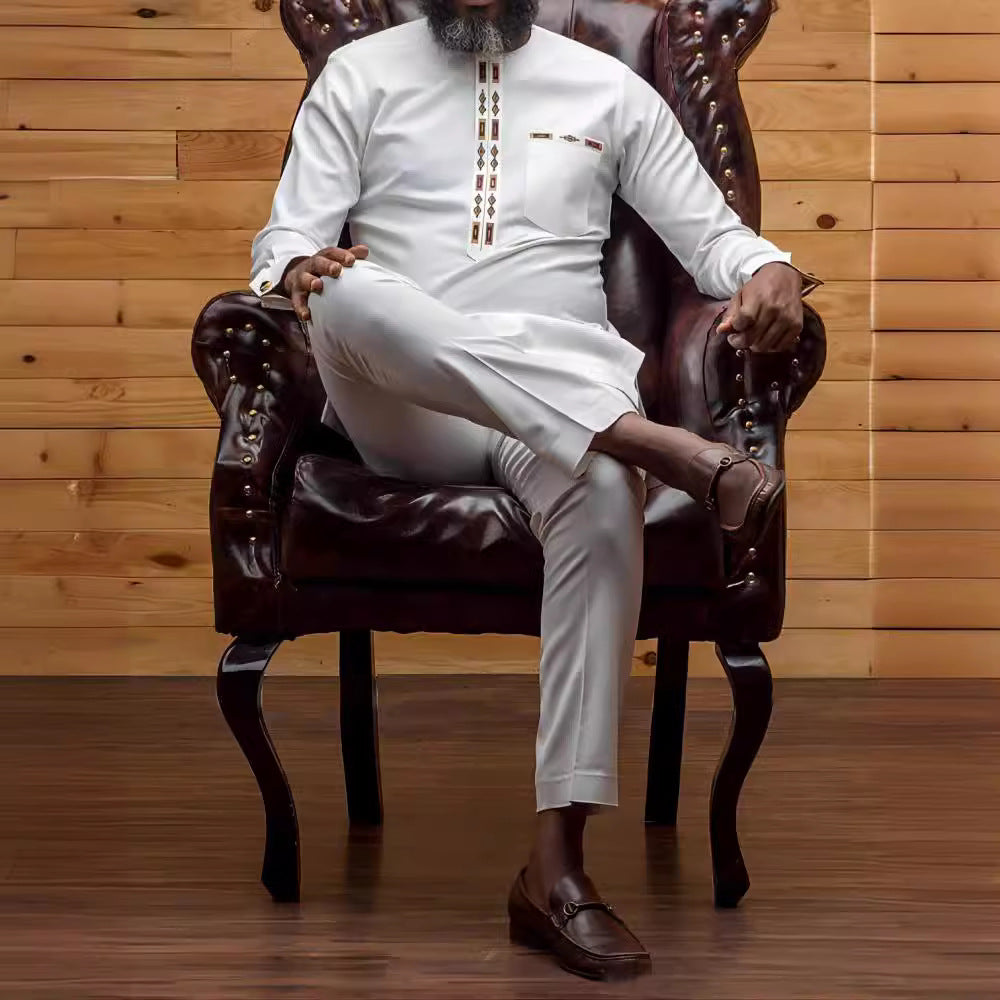 Herren traditionelles Kaftan-Outfit mit eleganten Stickereien Drune