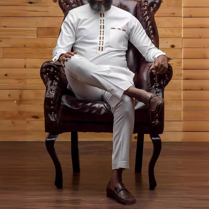 Herren traditionelles Kaftan-Outfit mit eleganten Stickereien Drune
