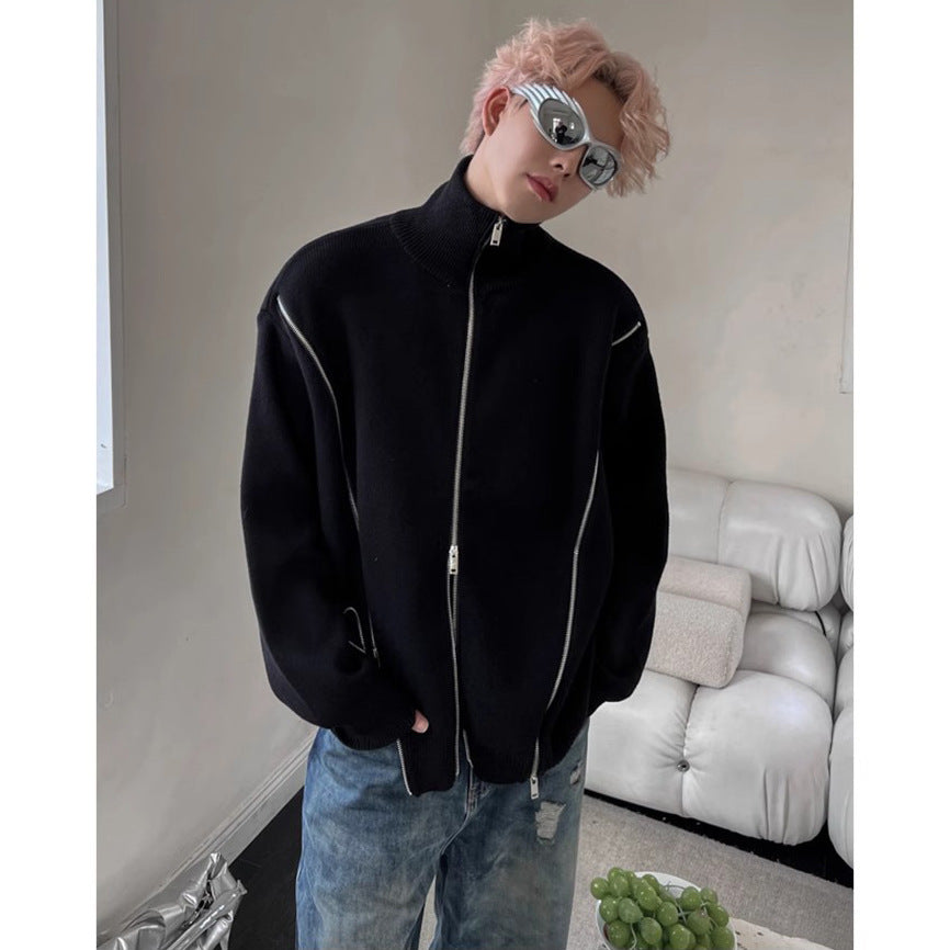 Herren Urbaner Strickpullover mit hohem Kragen Drune