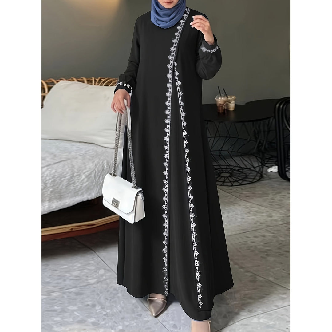 Damen elegantes Maxikleid mit aufwendiger Stickerei Drune