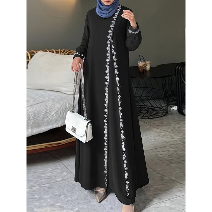 Damen elegantes Maxikleid mit aufwendiger Stickerei Drune