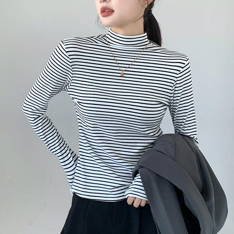 Damen Figurbetontes Langarmshirt mit Rollkragen Drune