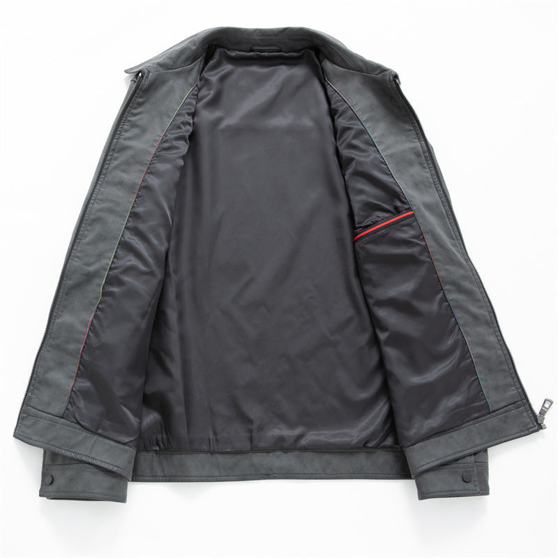 Herren Wildlederoptik Jacke mit Hemdkragen und Frontreißverschluss Drune