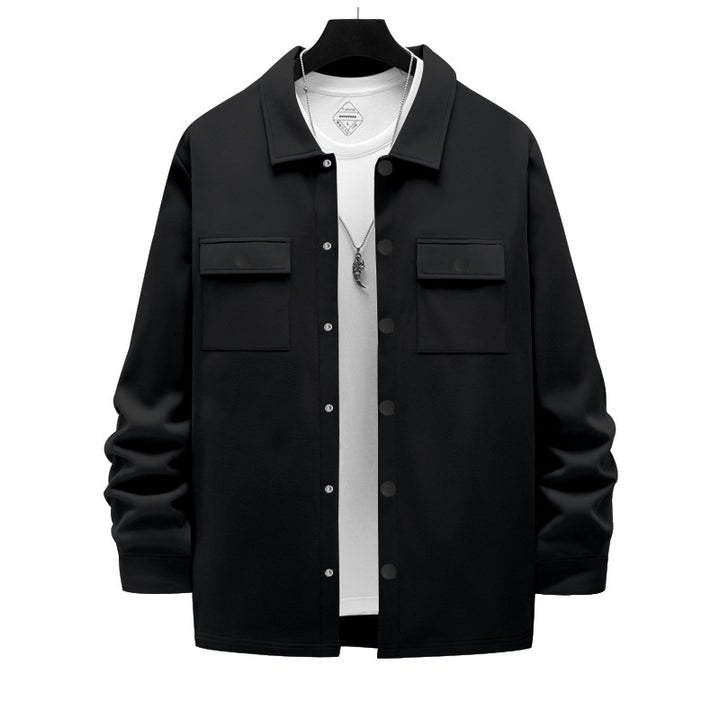 Herren nan arbeitsinspirierte Hemdjacke mit Druckknopfleiste, aufgesetzten Brusttaschen und kastiger Passform Drune