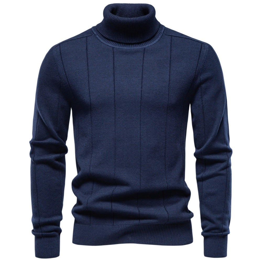 Herren Rollkragenpullover aus hochwertigem Feinstrick mit vertikaler Strukturnaht Drune
