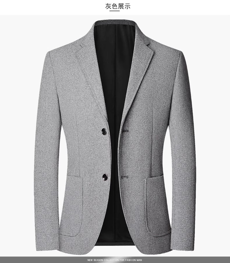 Herren Leichter City-Blazer ungefütterte Konstruktion mit Strukturmuster und aufgesetzten Fronttaschen Drune