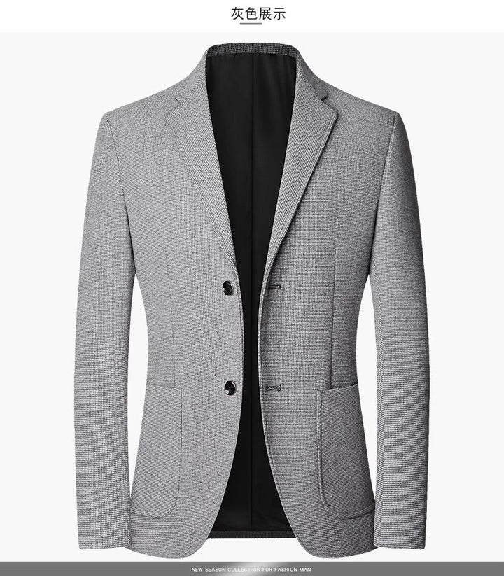Herren Leichter City-Blazer ungefütterte Konstruktion mit Strukturmuster und aufgesetzten Fronttaschen Drune