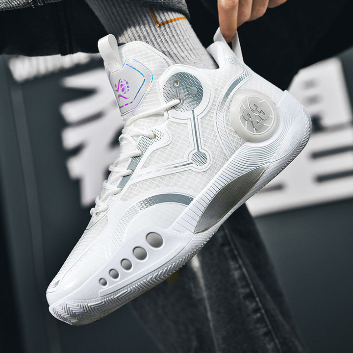 Herren gepolsterter High-Top Basketballschuh mit holografischen Akzenten und griffiger Gummilaufsohle Drune