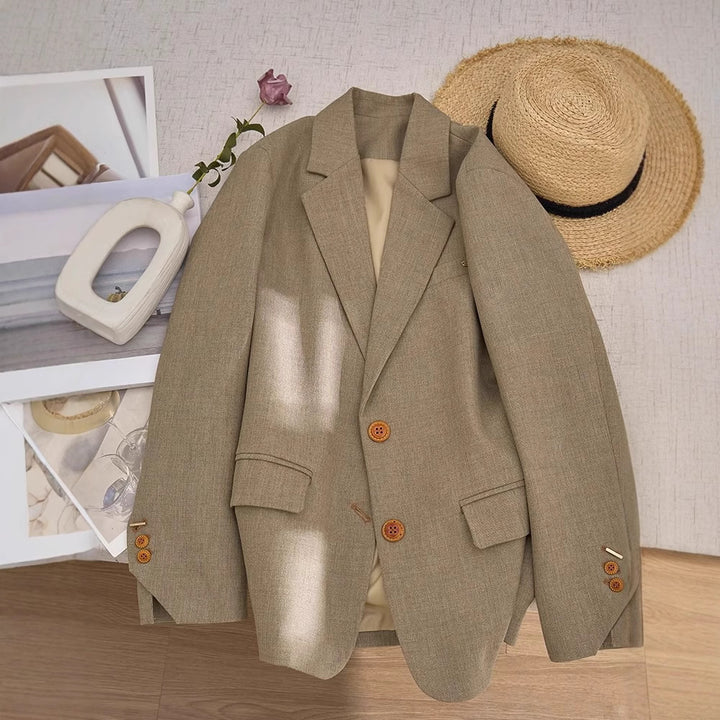 Damen Klassischer Wollblazer Drune