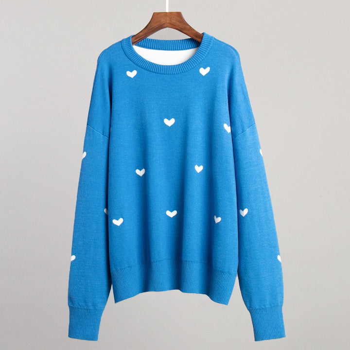 Damen Lässiger Pullover mit Herz-Muster Drune