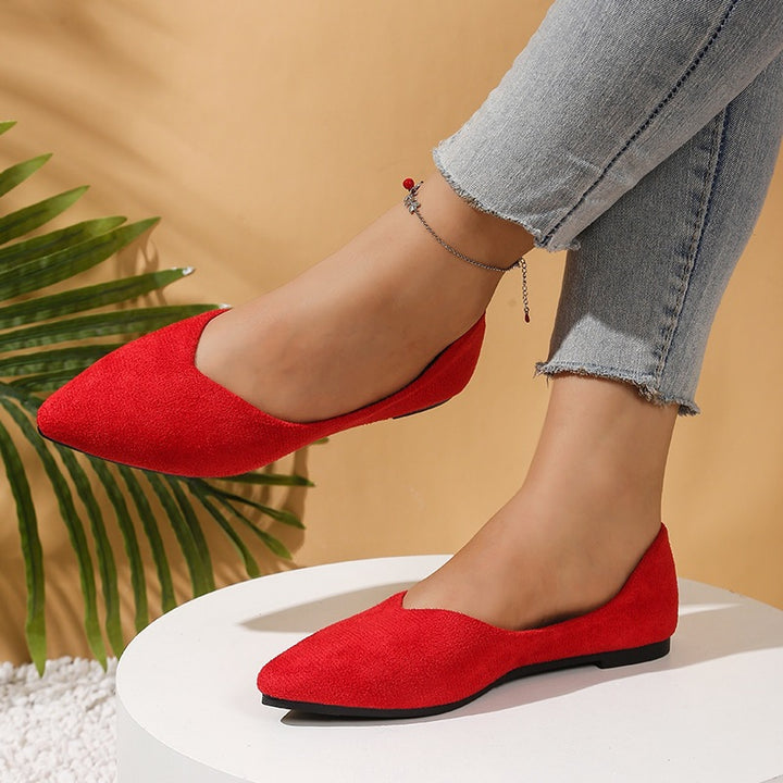 Damen nan spitze Ballerina-Slipper aus Veloursoptik mit gepolsterter Komfortinnensohle Drune