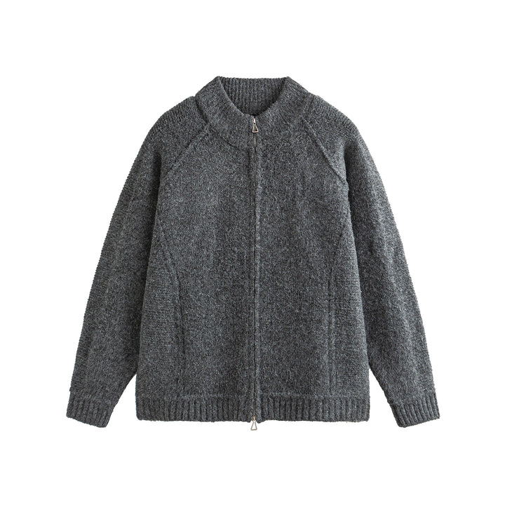 Unisex Strick-Zipjacke im Boxy-Cut mit hohem Rippkragen und Raglanärmeln Drune