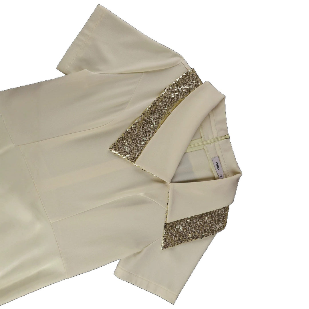 Damen Elegantes Kleid mit glamourösem Paillettenkragen Drune
