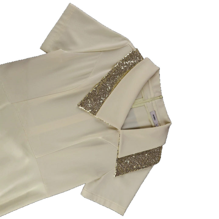 Damen elegantes Midikleid mit funkelndem Kragen Drune