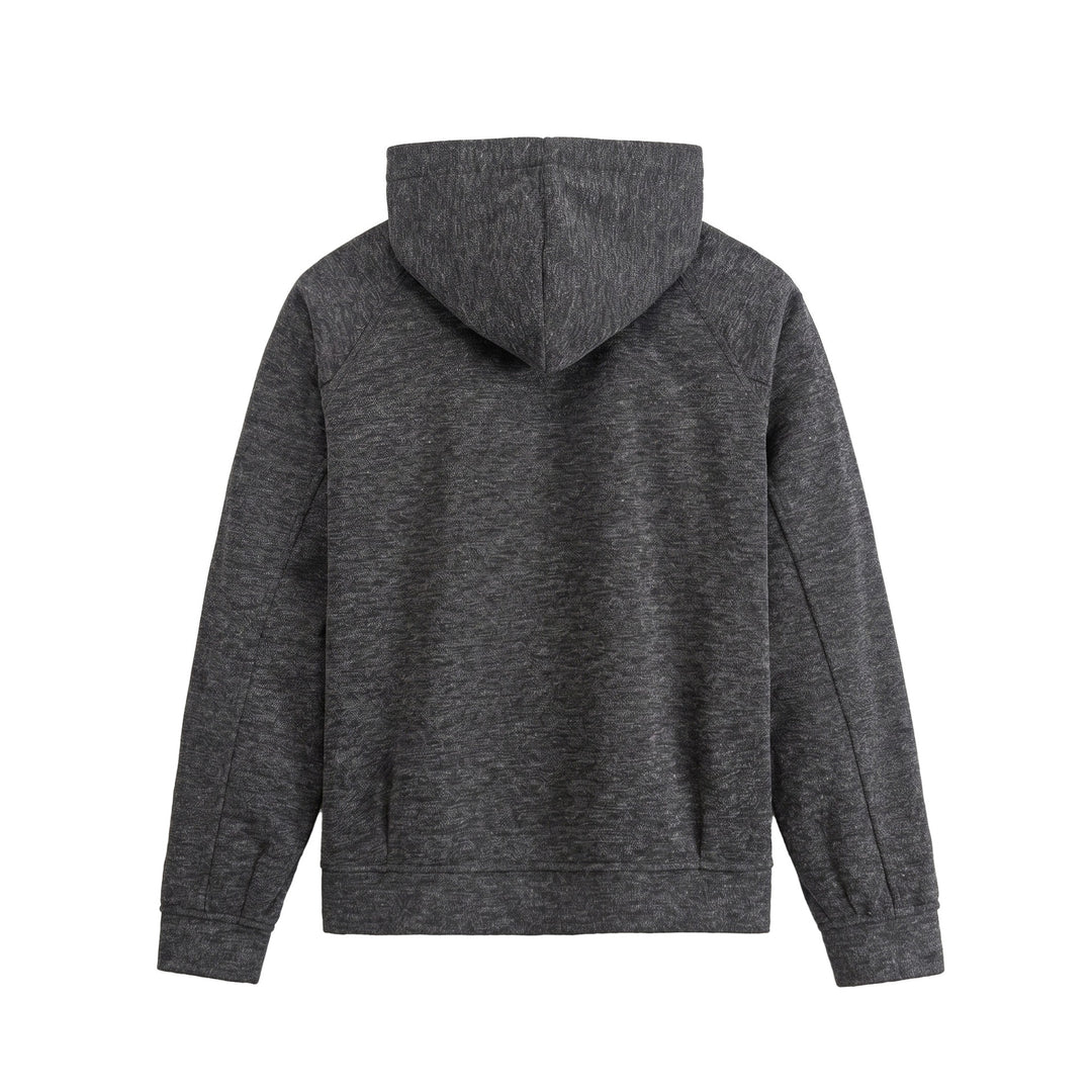 Unisex Kurz geschnittene Boxy-Kapuzenjacke aus Sweat mit Druckknopfblende und Eingrifftaschen Drune