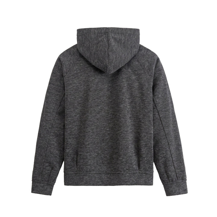Unisex Kurz geschnittene Boxy-Kapuzenjacke aus Sweat mit Druckknopfblende und Eingrifftaschen Drune
