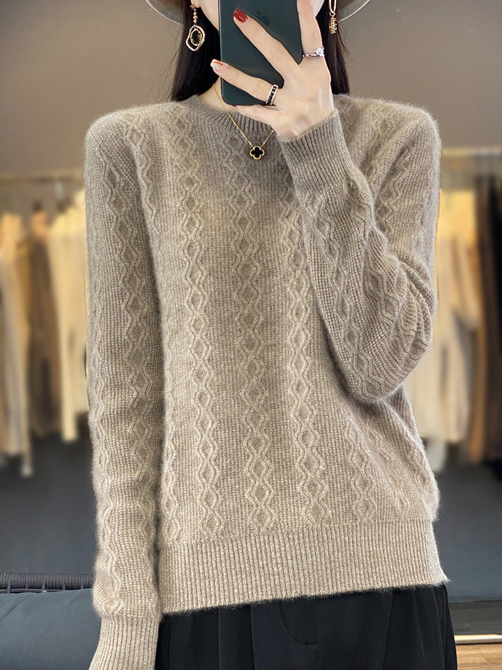 Damen Zopfmuster-Feinstrickpullover mit feiner Struktur und kastiger Silhouette Drune