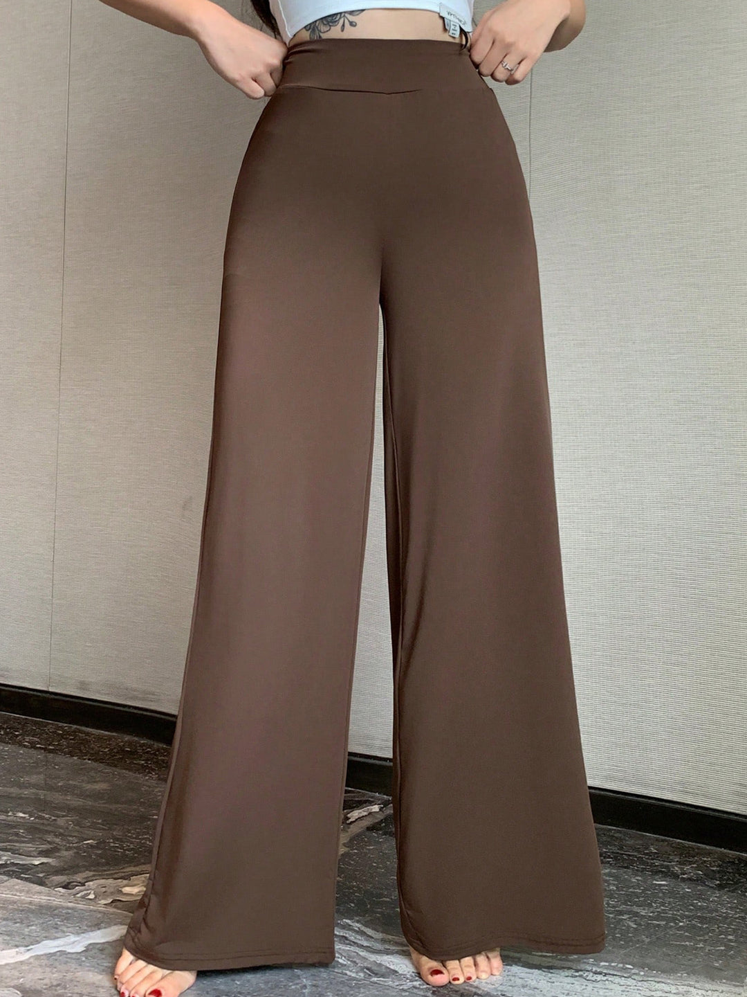 Damen Hochtaillierte Palazzo-Hose Drune