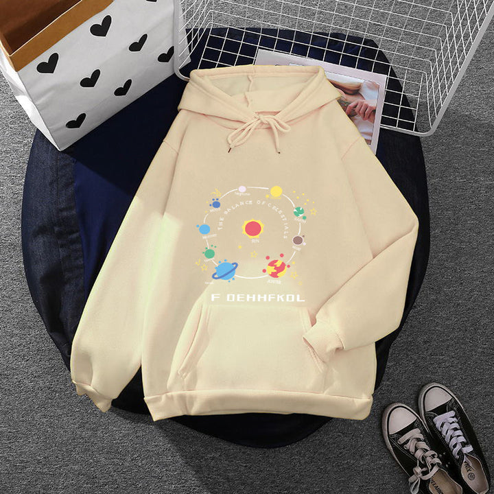 Damen nan Kapuzenpullover im Astronomie‑Print mit Kängurutasche und verstellbarem Kordelzug Drune