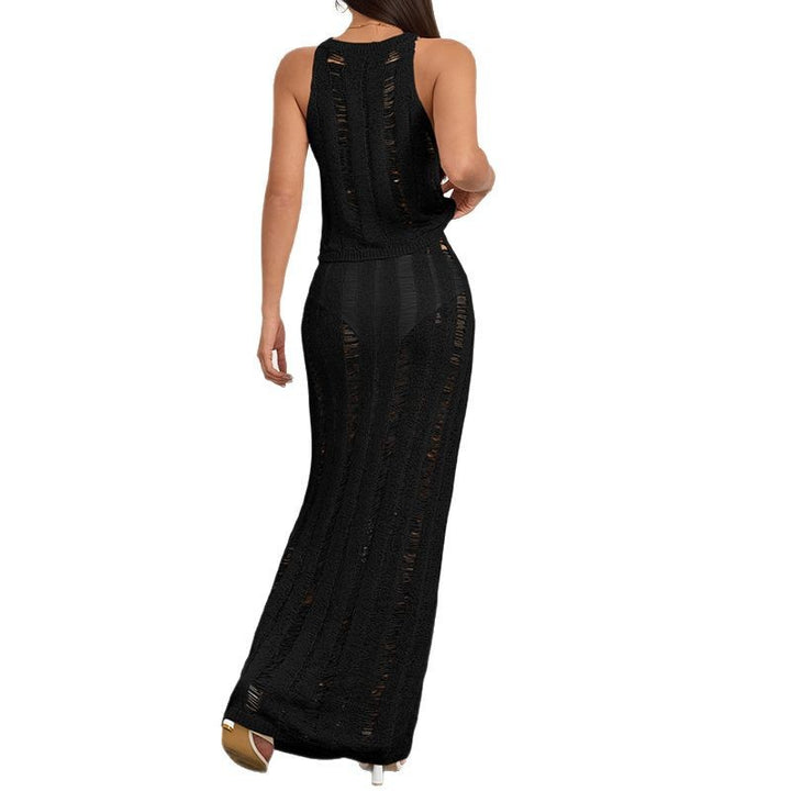Damen Maxikleid mit transparenter Häkelstruktur und modischen Cut-Outs Drune