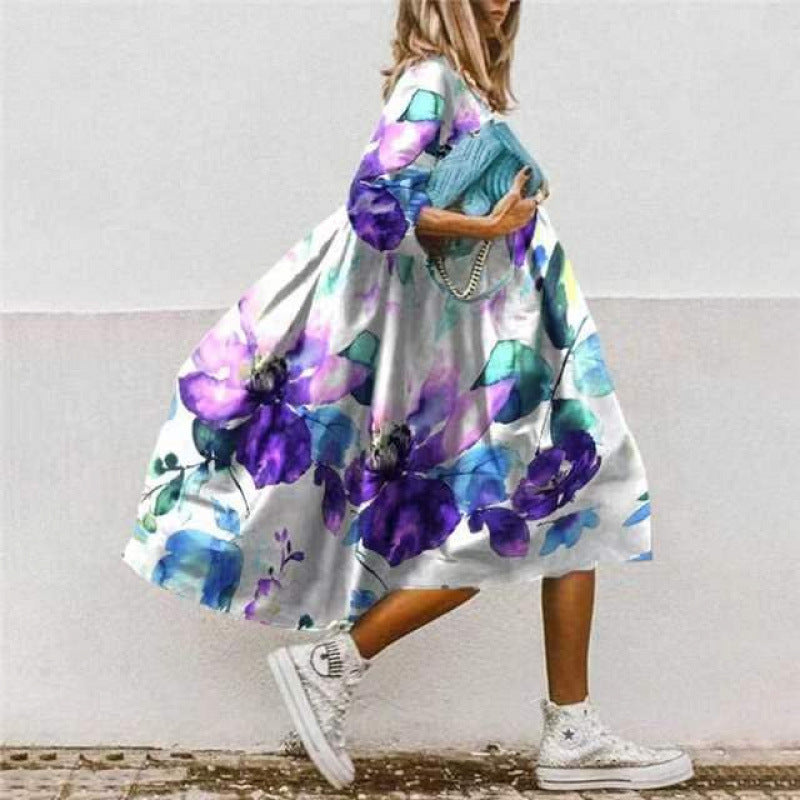 Damen Freizeitkleid mit farbenfrohem Blumendesign Drune