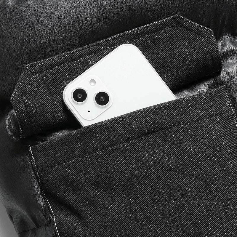 Herren Wattierte Steppweste mit Cargo‑Taschen und hohem Stehkragen Drune