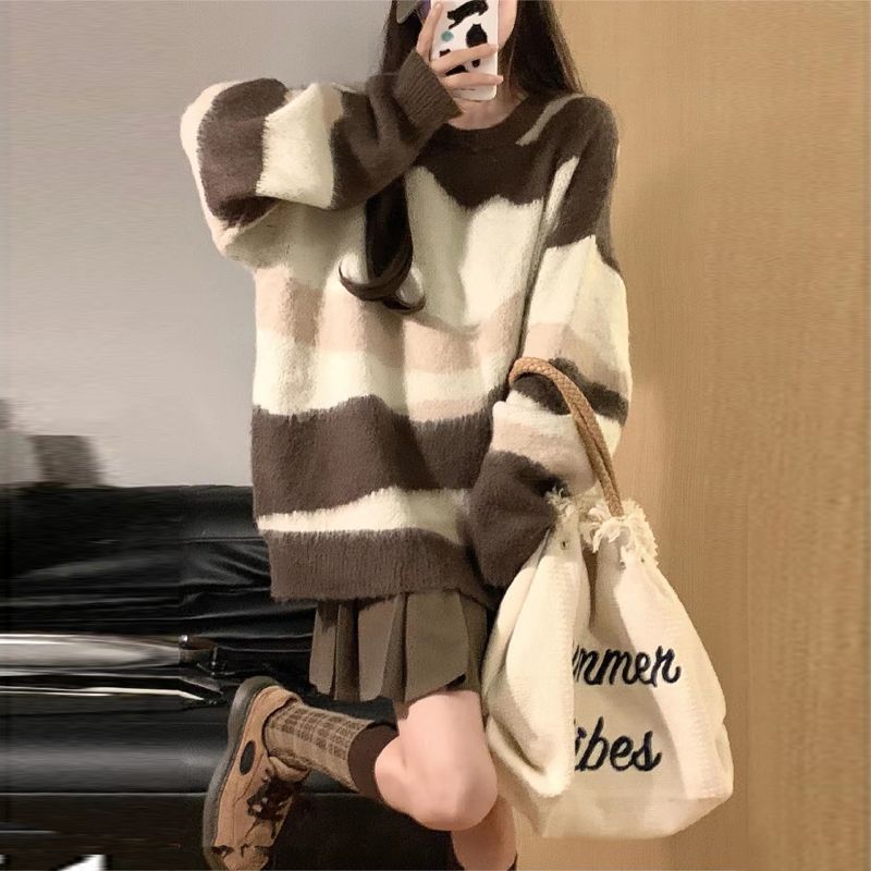 Damen Kuscheliger Oversized-Pullover mit modernen Farbverläufen Drune