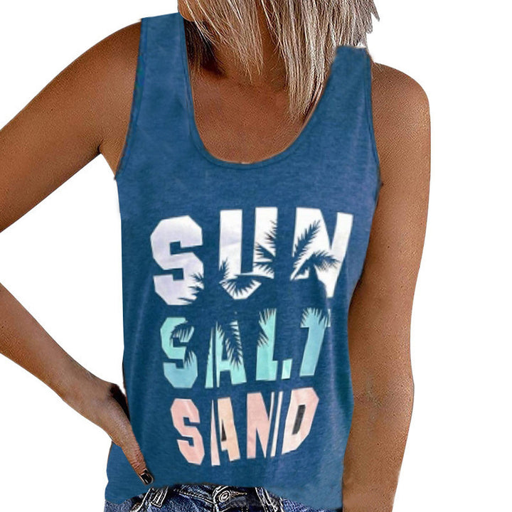 Damen ärmelloses Freizeitshirt mit trendigem Grafikdesign Drune