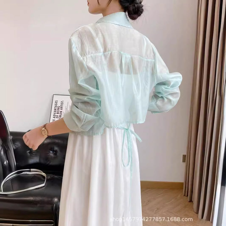 Damen leichte, transparente Bluse Drune