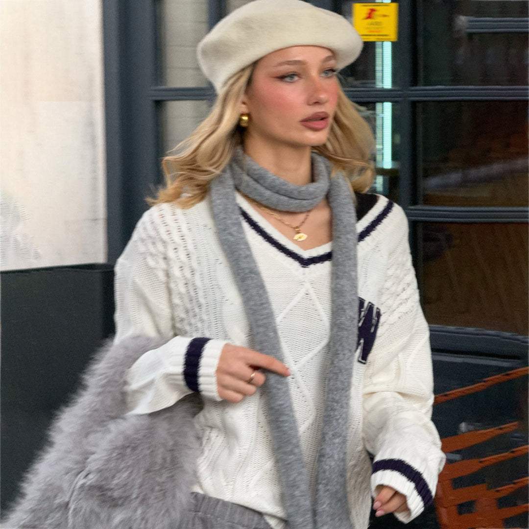 Damen Pullover mit Struktur und V-Ausschnitt Drune