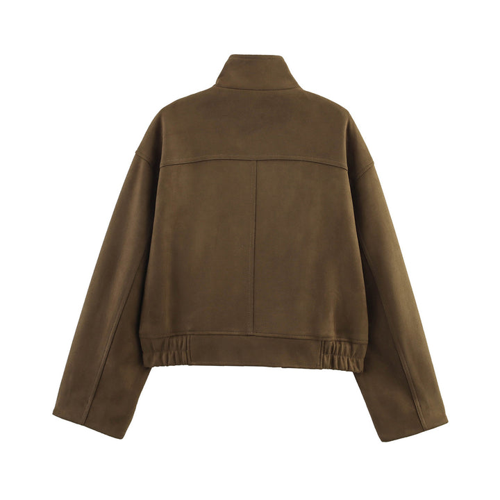 Damen nan kurzes Blouson mit Stehkragen, aufgesetzten Klappentaschen und elastischem Saum Drune