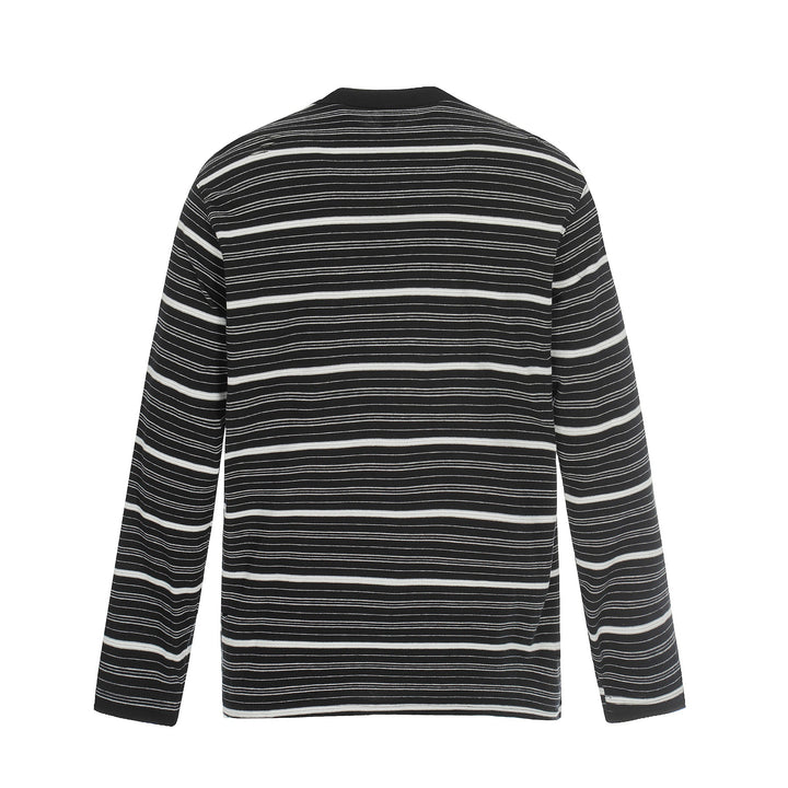 Herren Langarm-Henleyshirt mit Streifenmuster und Distressed-Details Drune