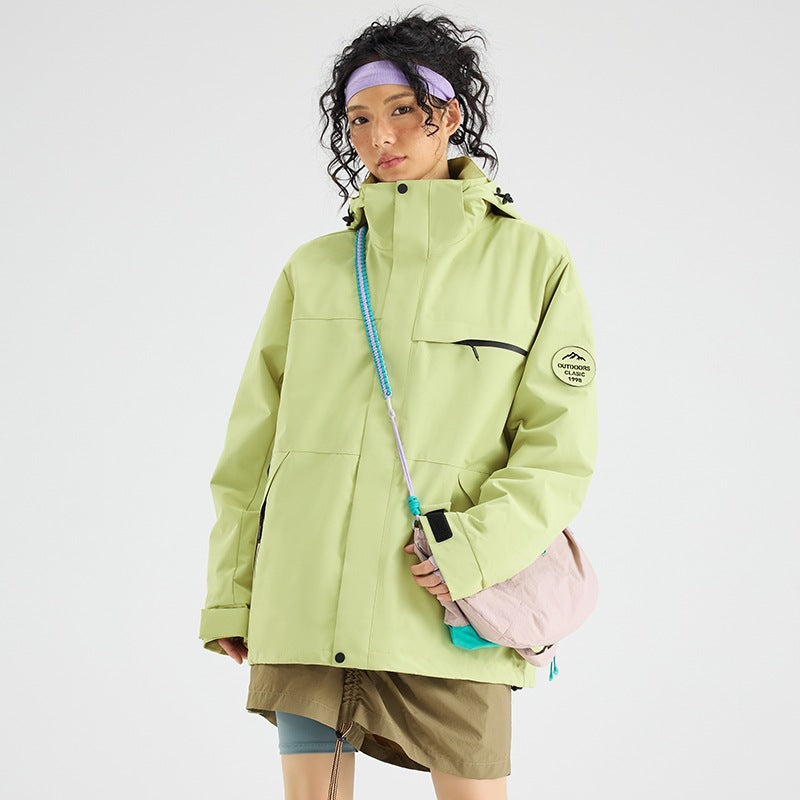 Herren Wasserdichte Outdoor-Softshelljacke mit Kapuze, hohem Stehkragen & Reißverschlusstaschen Drune