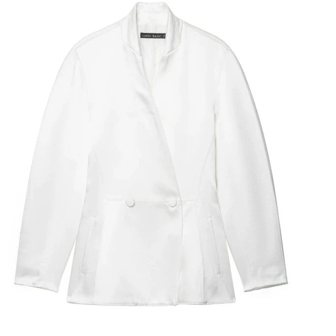 Damen Taillierte Blazerjacke mit asymmetrischer Knopfleiste und Rundhalsausschnitt Drune