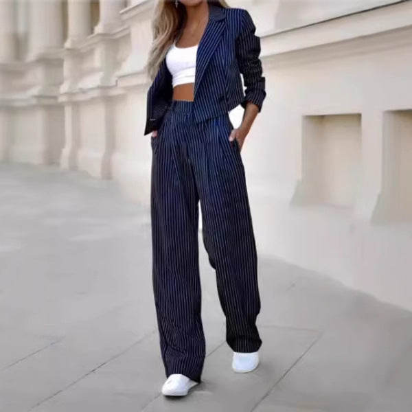 Damen modischer Blazer mit weit geschnittenen Hosen Drune