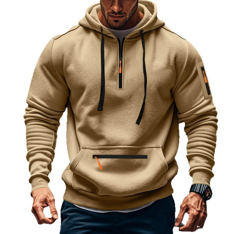 Herren sportlicher Kapuzenpullover mit praktischem Zwei-Wege-Reißverschluss und seitlichen Taschen Drune