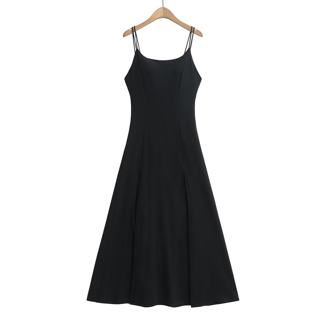 Damen Maxikleid mit zartem V-Ausschnitt und seitlichen Schlitzen Drune