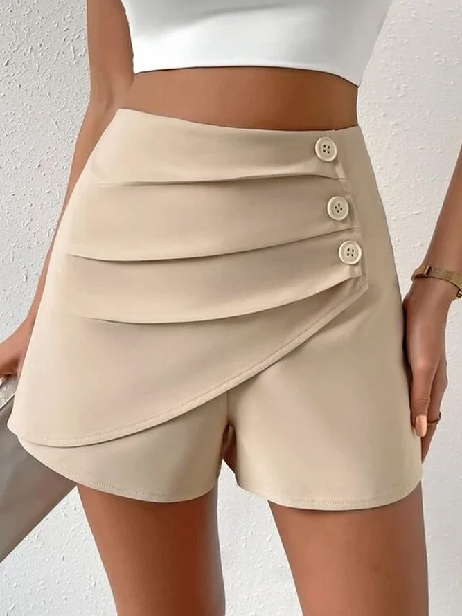 Damen Modische Shorts mit Drapierung und Knopfdetails Drune