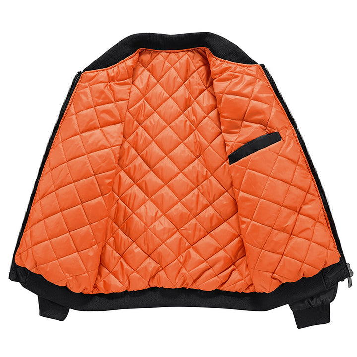 Herren  bestickte gepatchte isolierte Nylon Flug Bomberjacke mit gerippten Abschlüssen Drune