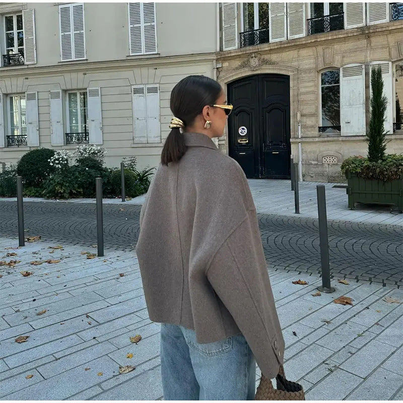 Damen Modischer Oversized Wollmantel Drune