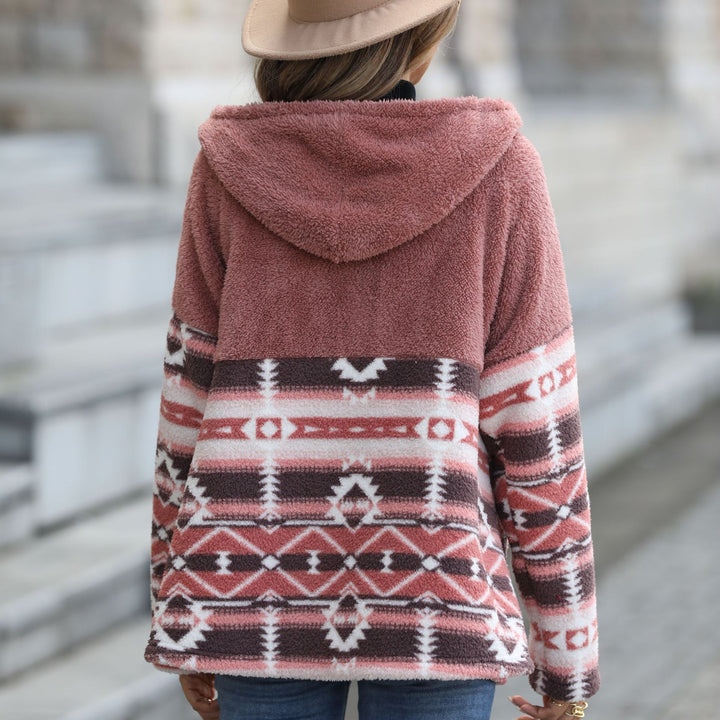 Damen Kuschelige Fleecejacke mit Karomuster und praktischen Taschen Drune