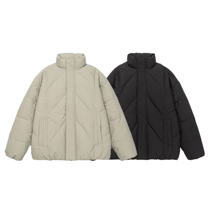 Unisex Oversized gesteppte Winterjacke mit hohem Stehkragen und verdecktem Reißverschluss Drune