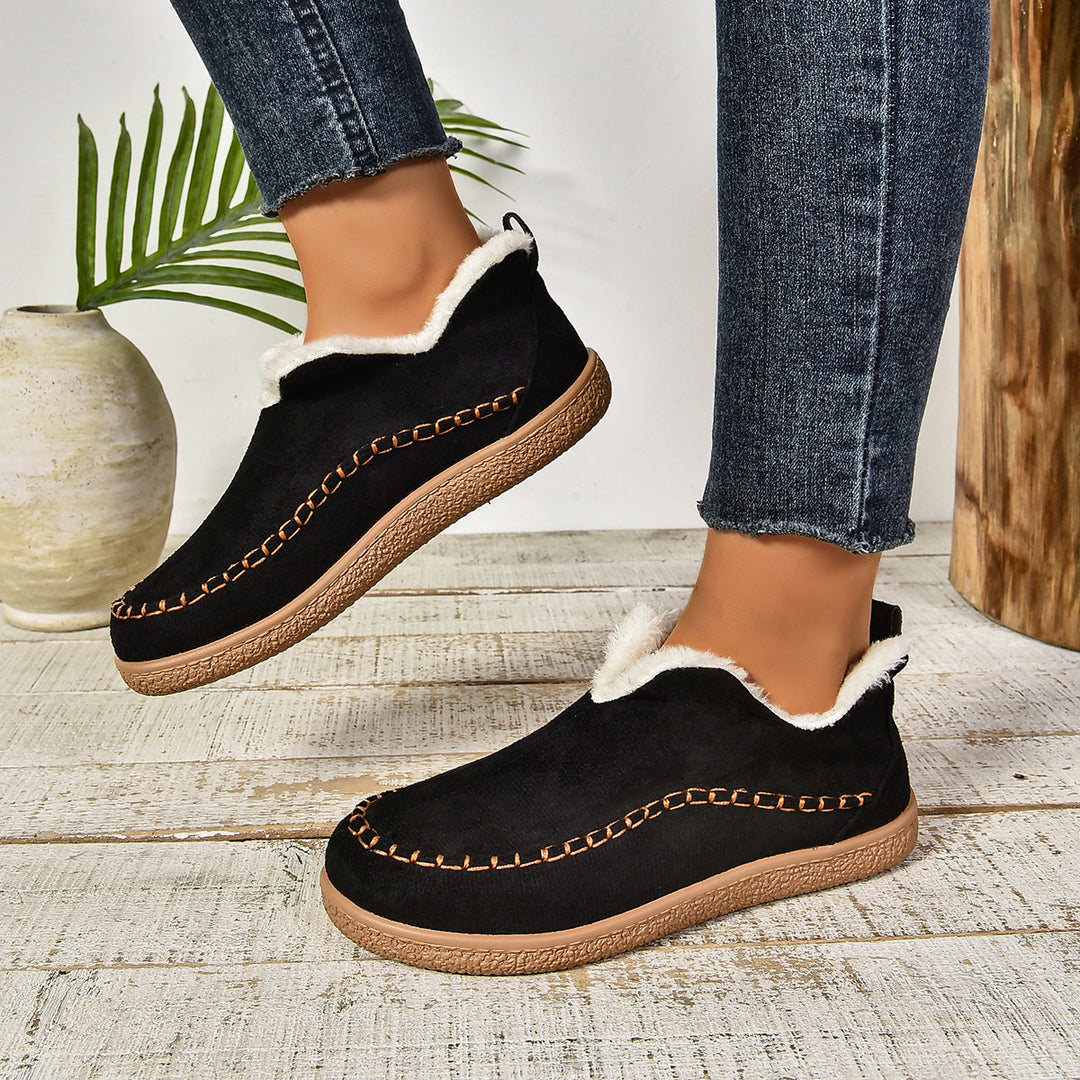 Damen Gefütterte Mokassin-Sneaker mit Kunstfellfutter und rutschfester Gummisohle Drune