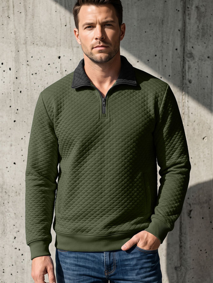 Herren Stepppullover mit Troyerkragen und Halbzip Drune