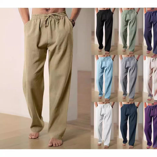 Herren Bequeme Leinenhose mit verstellbarem Bund Drune