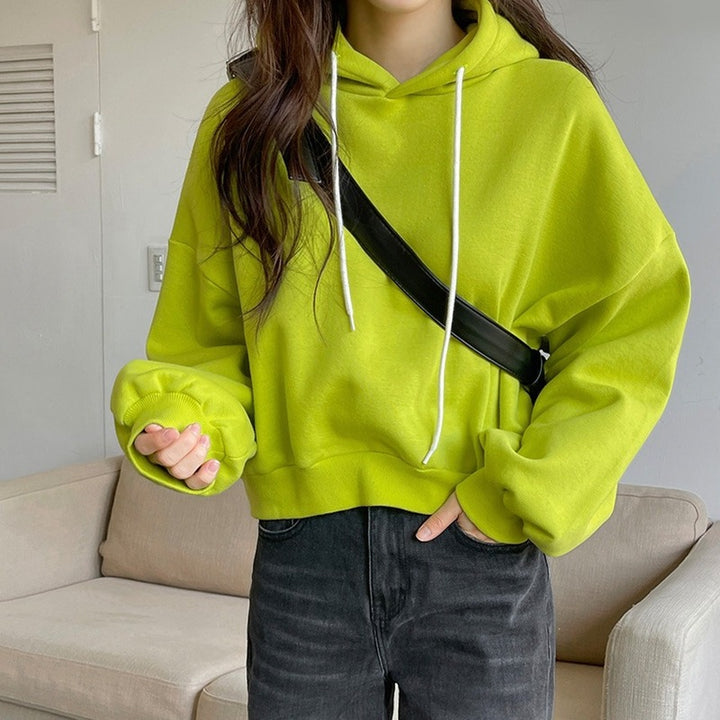 Damen lässiger cropped Hoodie mit voluminösen Ärmeln Drune