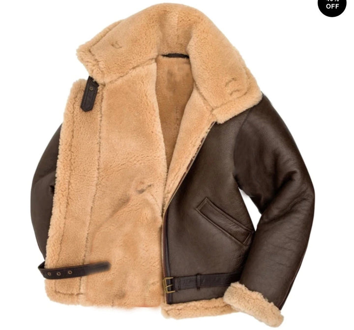 Herren Lammfelljacke mit Taschen und robustem Material Drune