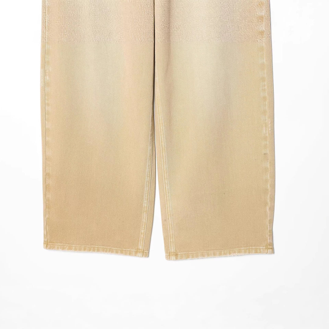Damen Weite High-Waist Jeanshose mit geradem Bein und Used-Details Drune