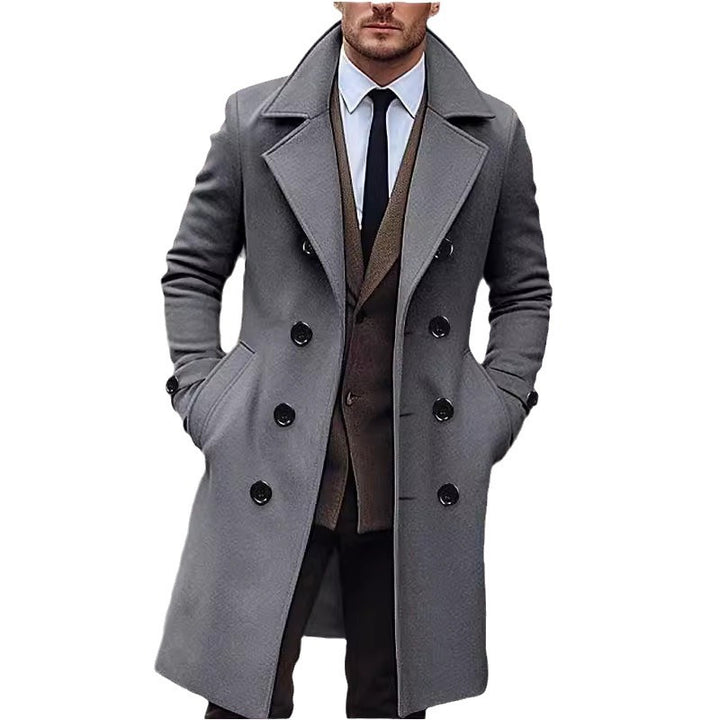 Herren doppelreihiger Wollmantel mit klassischem Schnitt und eleganten Details Drune