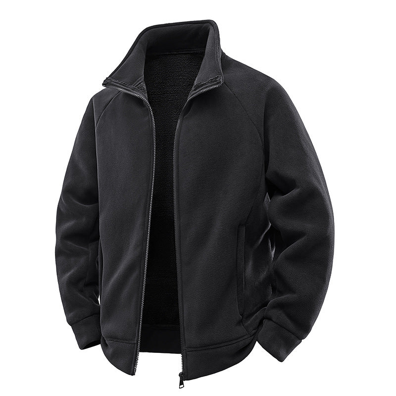 Herren Fleece-Thermojacke mit doppellagigem Teddy-Innenfutter und hohem Stehkragen Drune